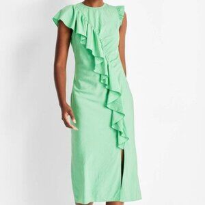 Women's Flutter Mini Cap Sleeve Asymmetrical Ruffle Ankle Dress XXL